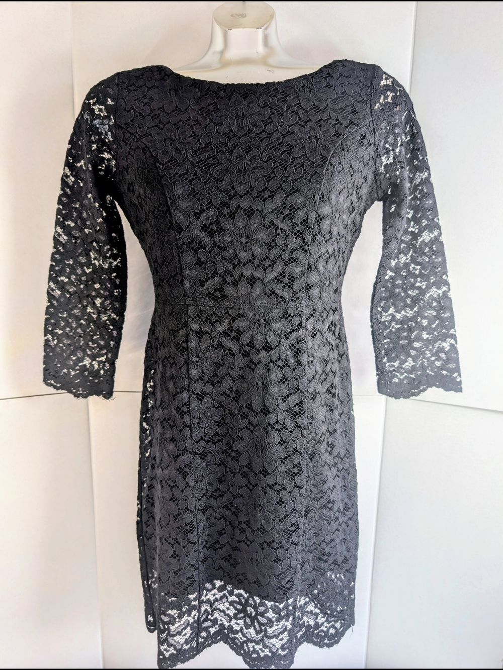 Forever 21 Black Floral Lace Long Sleeve Sheath Mini Dress Size Small